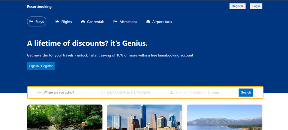Resort Booking & Trip Planning Website