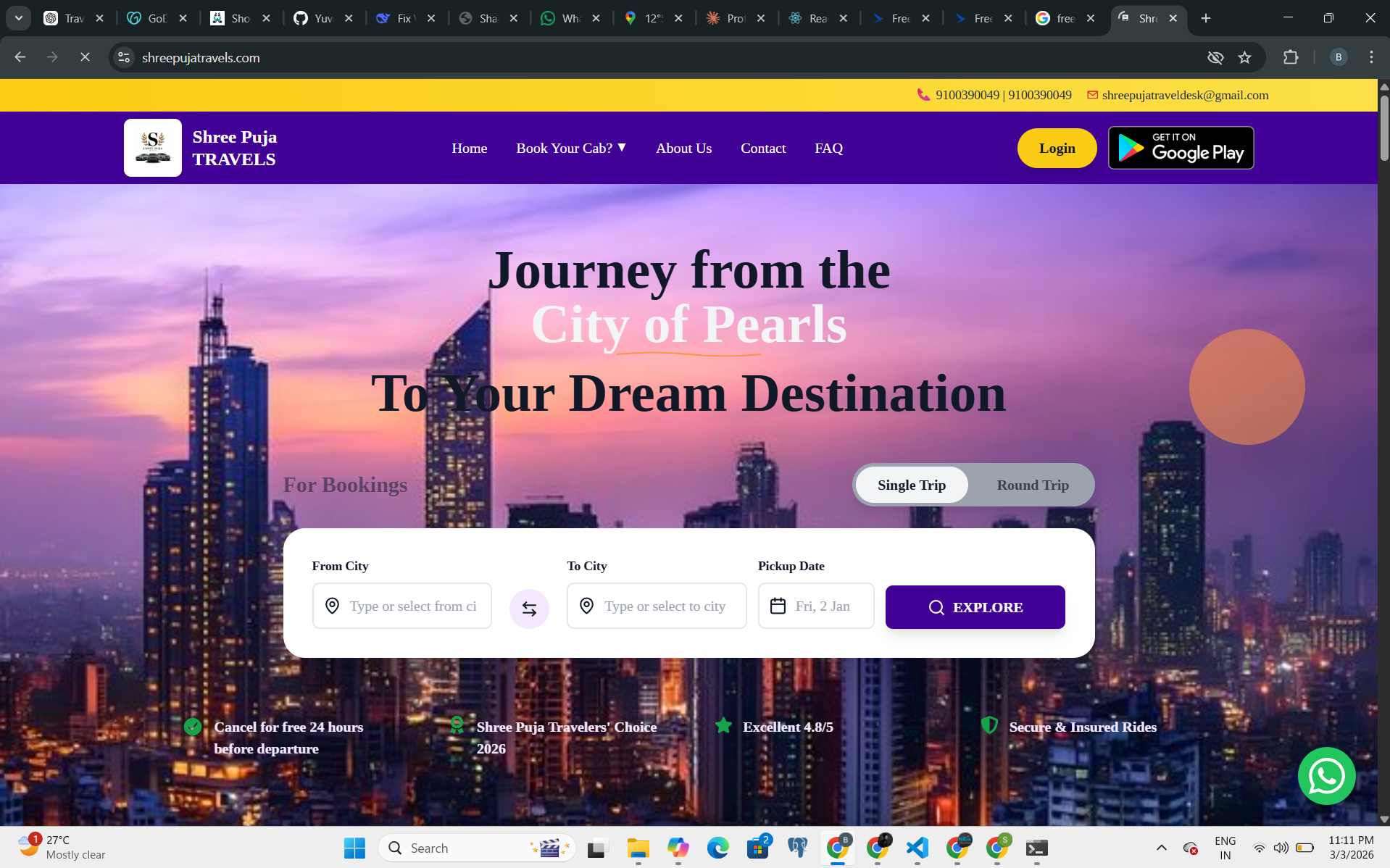 Shree Puja Travels Website